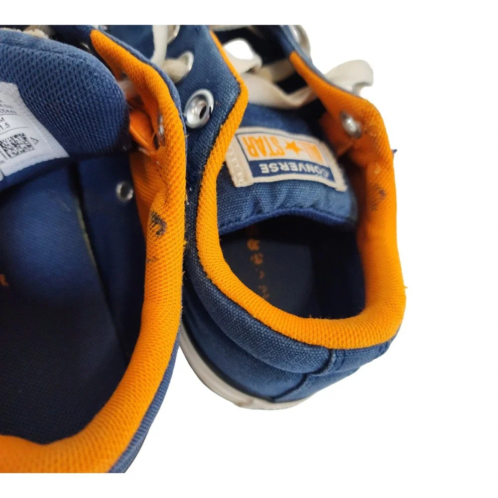 Converse All Star Kids Blue Orange Canvas Low Top Sneakers 665115F Size 3